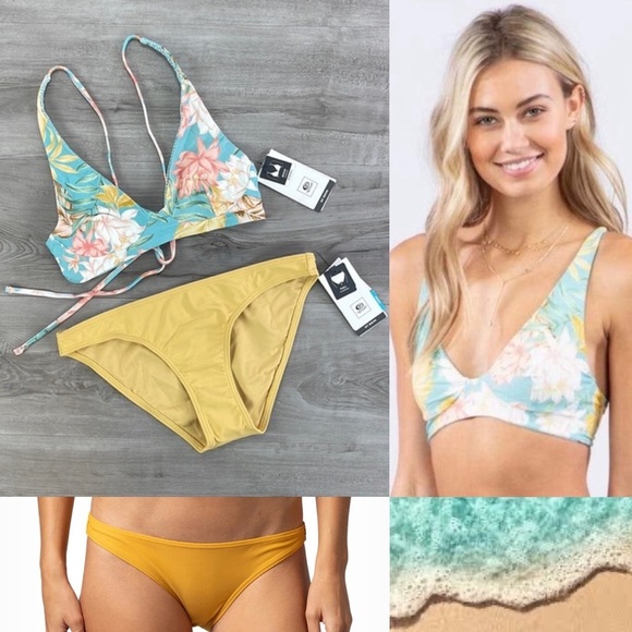 ☀️RIP CURL☀️ LA BONITA REVERSIBLE  CROP SURF ECO FULL PANT BIKINI SET - Picture 1 of 14
